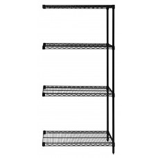 AD54-1236BK Add-On Unit Black, 4 Shelf, 12" x 36" x 54"